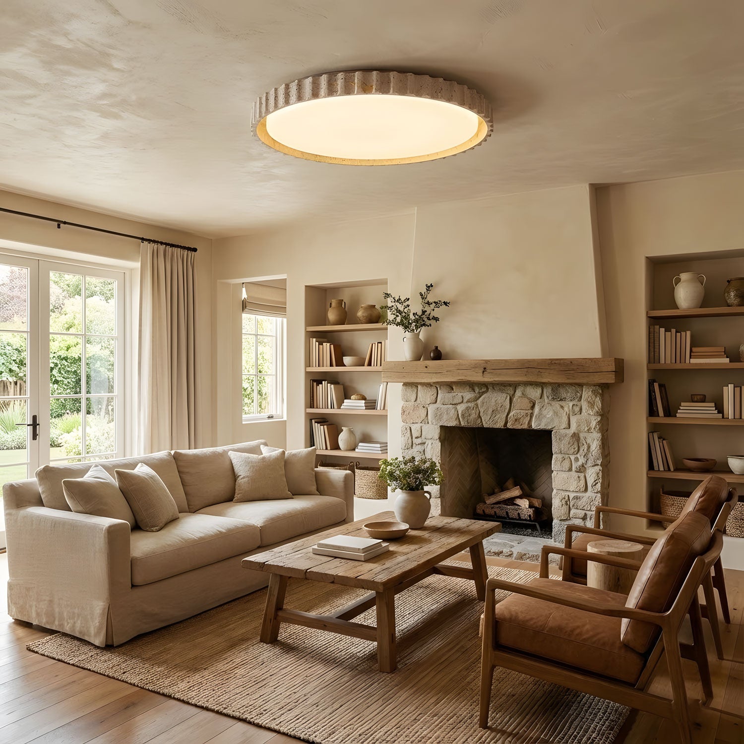 riva-stone-ceiling-light-anzaz-Walnut Color & Yellow Travertine-8
