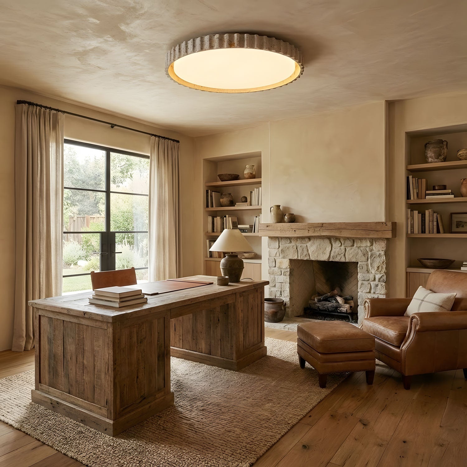 riva-stone-ceiling-light-anzaz-Walnut Color & Yellow Travertine-4
