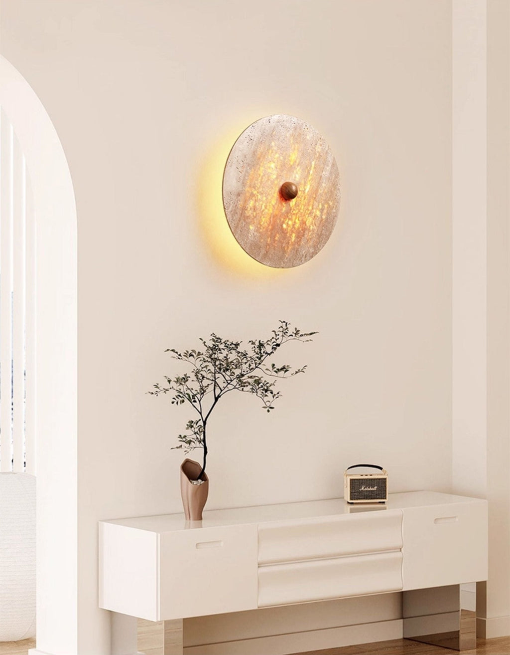 round-travertine-disk-wall-lamp-anzaz-Wood Color & Yellow Travertine-6
