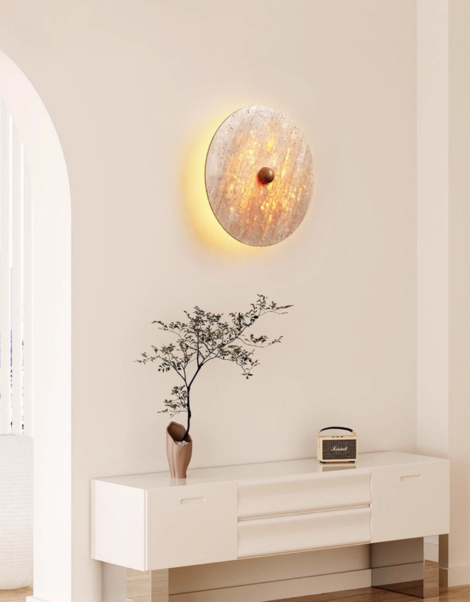 round-travertine-disk-wall-lamp-anzaz-Wood Color & Yellow Travertine-6