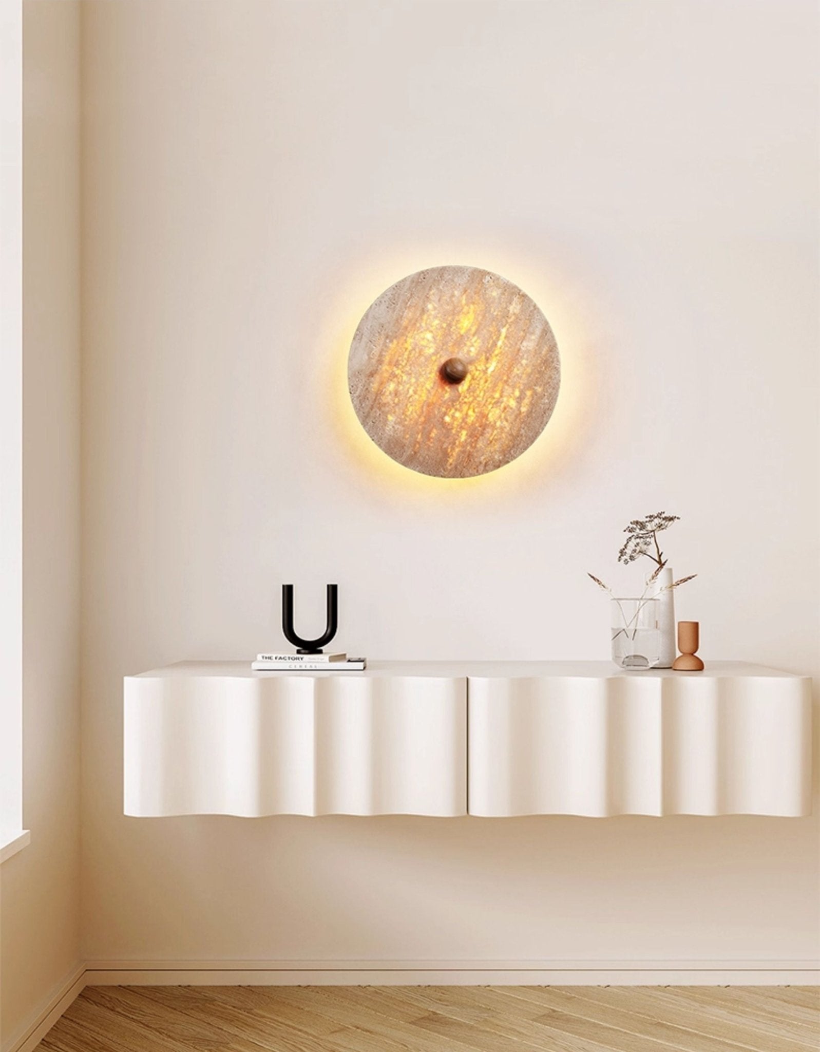 round-travertine-disk-wall-lamp-anzaz-Wood Color & Yellow Travertine-2