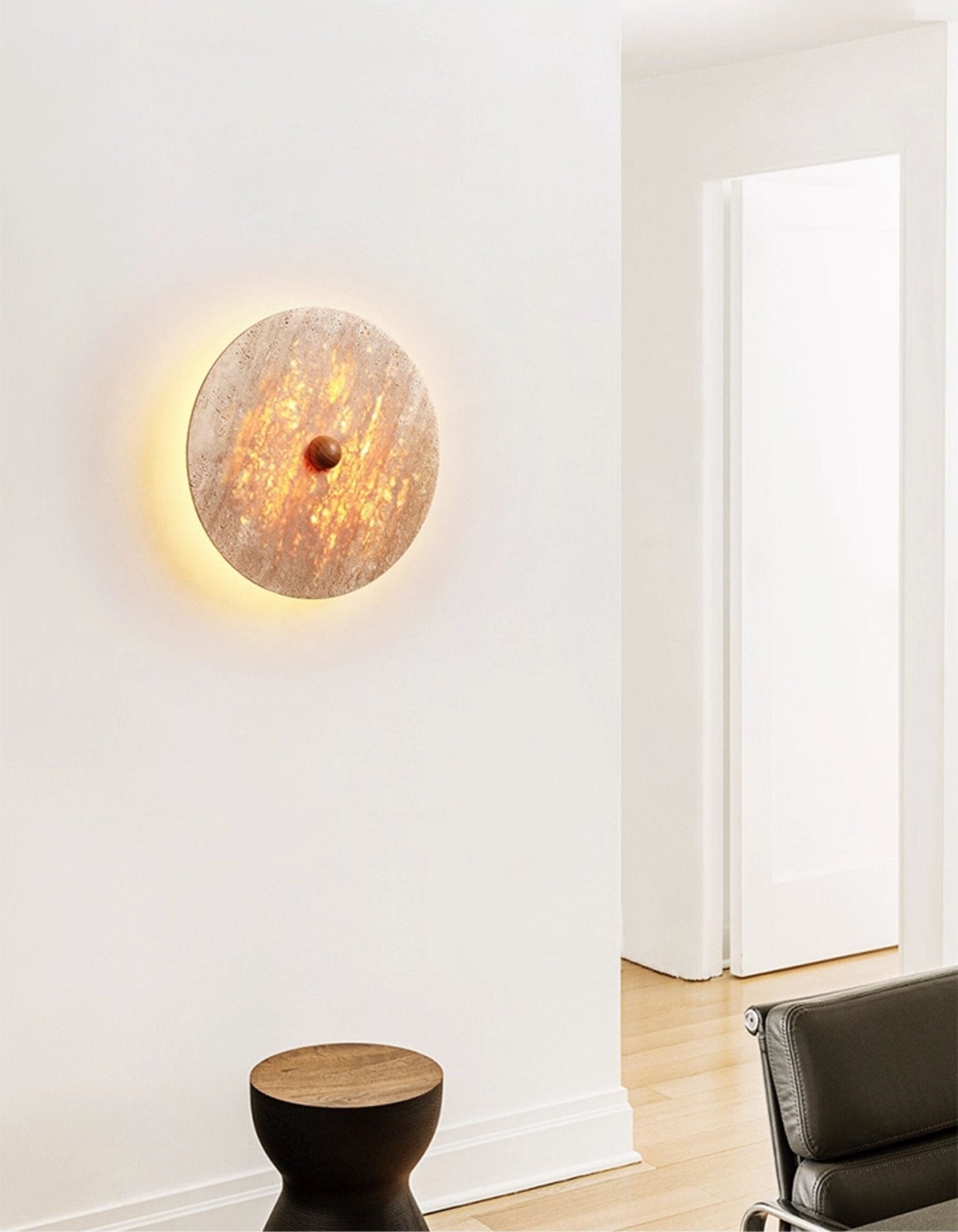 round-travertine-disk-wall-lamp-anzaz-Wood Color & Yellow Travertine-4
