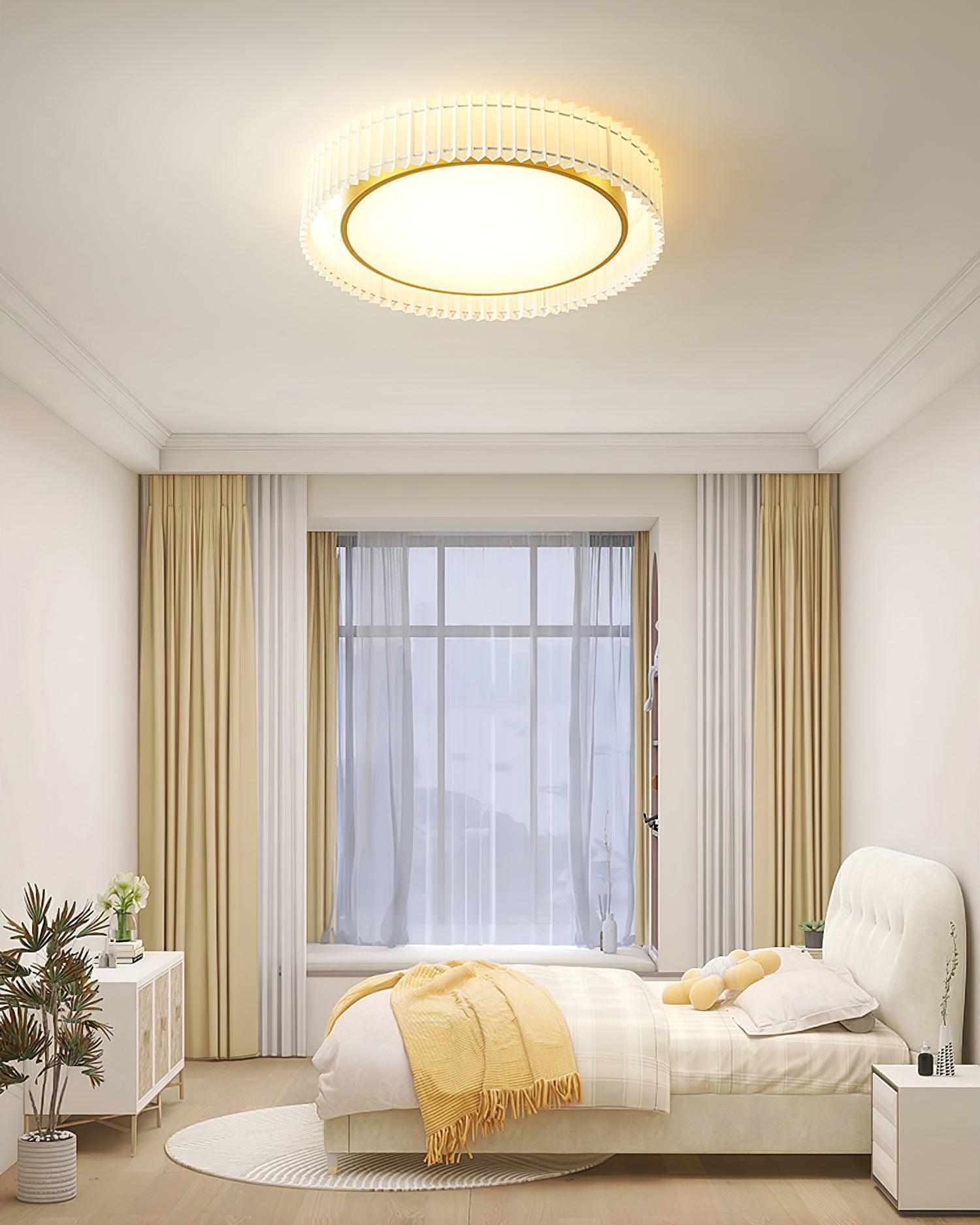 round-pleated-ceiling-lamp-anzaz-Gold & Beige-6