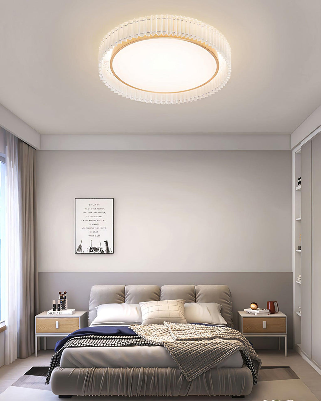 round-pleated-ceiling-lamp-anzaz-Gold & Beige-5