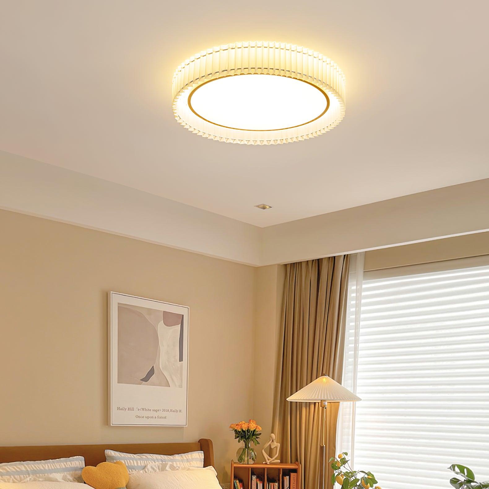 round-pleated-ceiling-lamp-anzaz-Gold & Beige-2