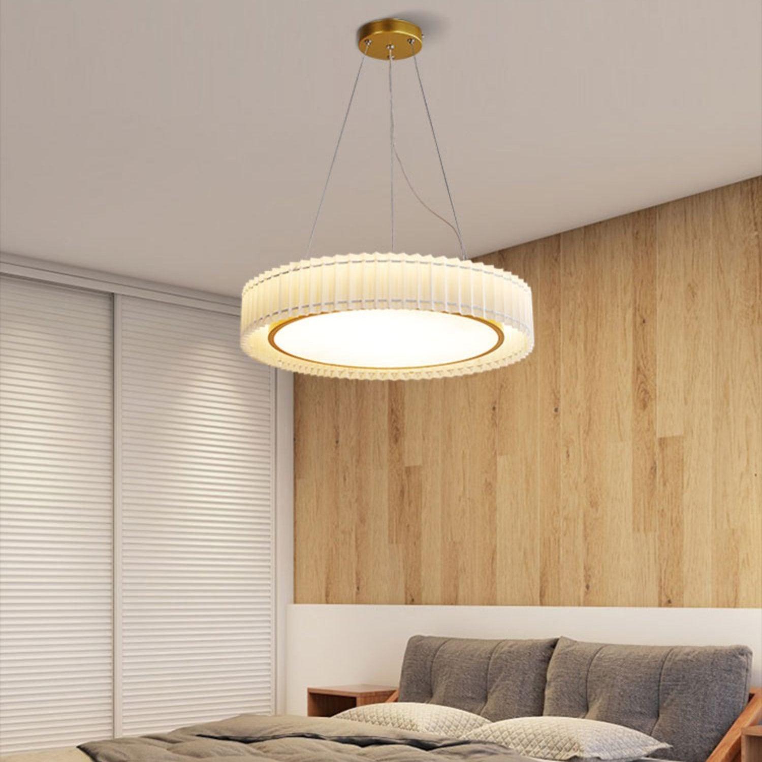 round-pleated-pendant-lamp-anzaz-Gold & Beige-2