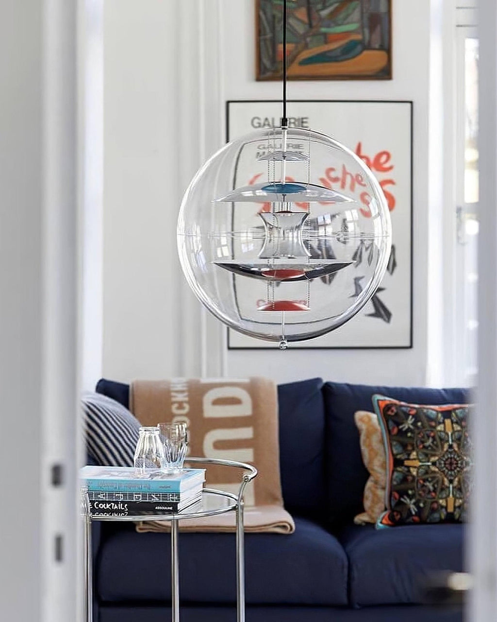 round-sphere-pendant-lamp-anzaz-Chrome+Red & Chrome ceiling canopy-3