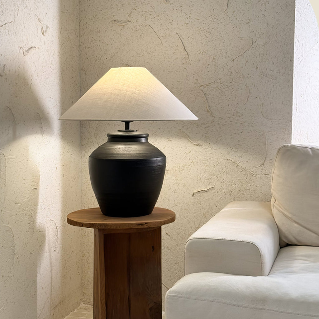 rustic-black-ceramic-table-lamp-anzaz-Black Ceramic & Beige-4