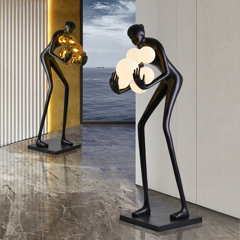 sentinel-sculpture-floor-lamp-anzaz-Black & White glass ball-3