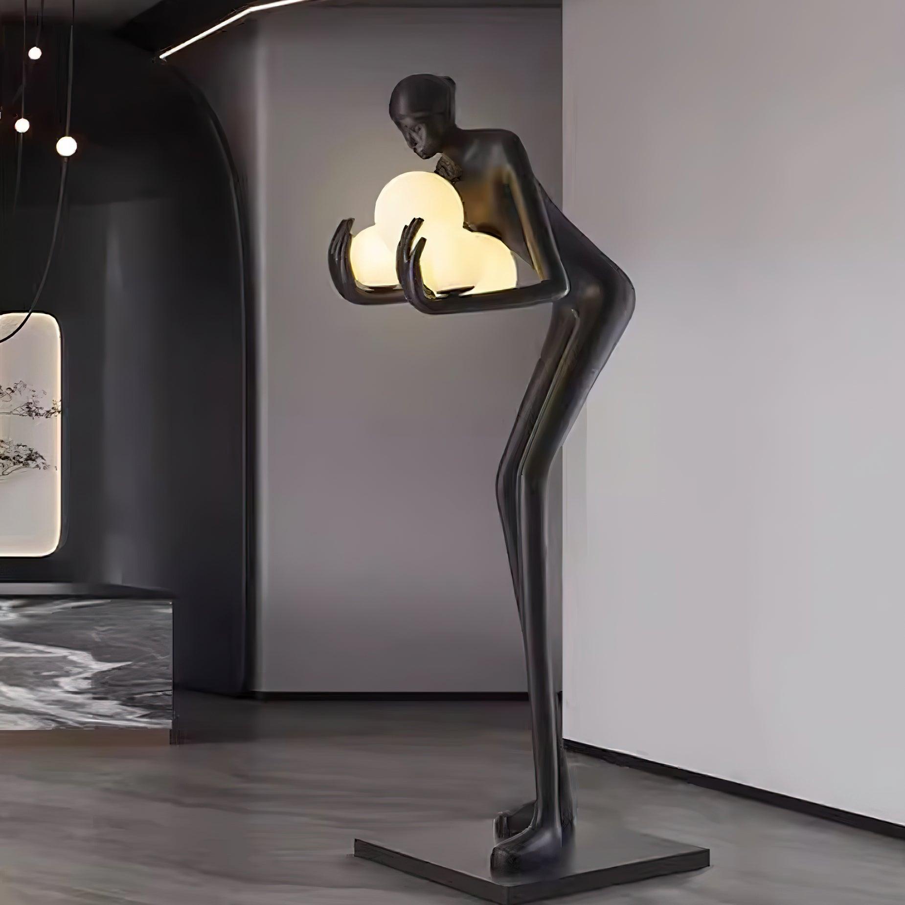 sentinel-sculpture-floor-lamp-anzaz-Black & White glass ball-2