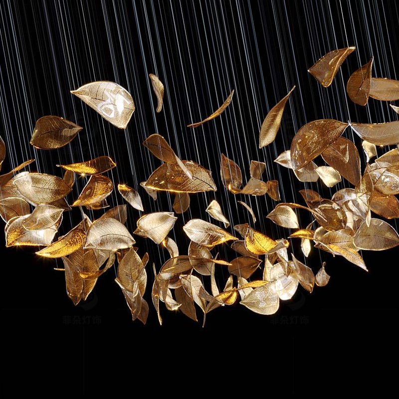 customize-shake-leaves-chandelier-anzaz-Gold & Clear-7