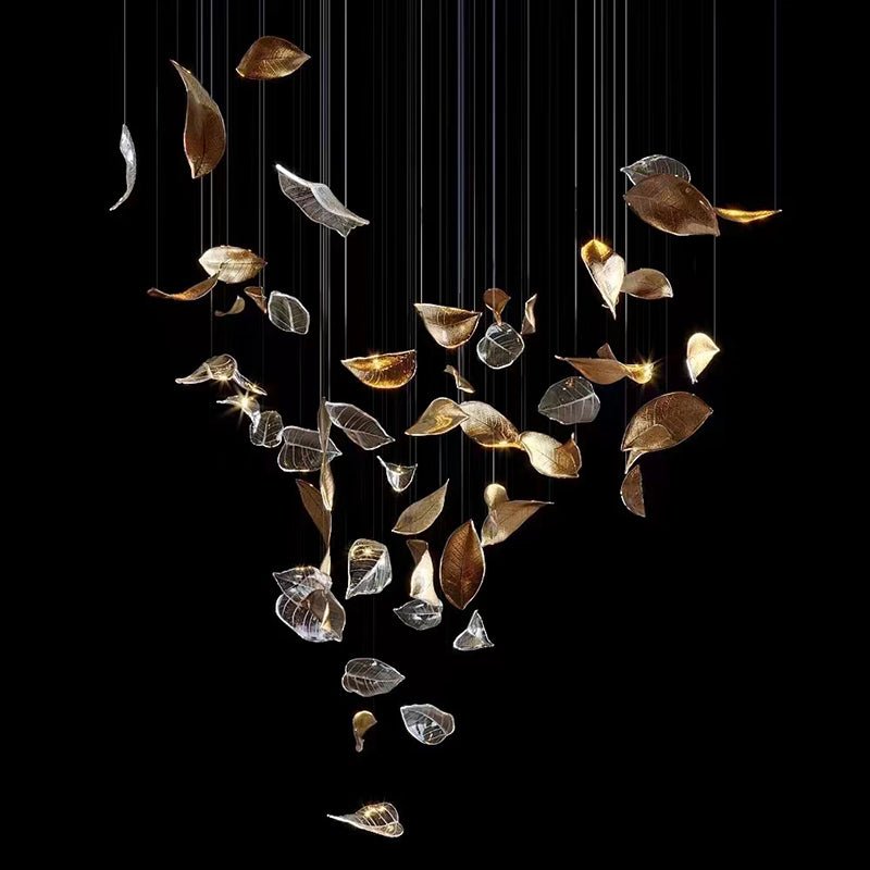 customize-shake-leaves-chandelier-anzaz-Gold & Clear-6