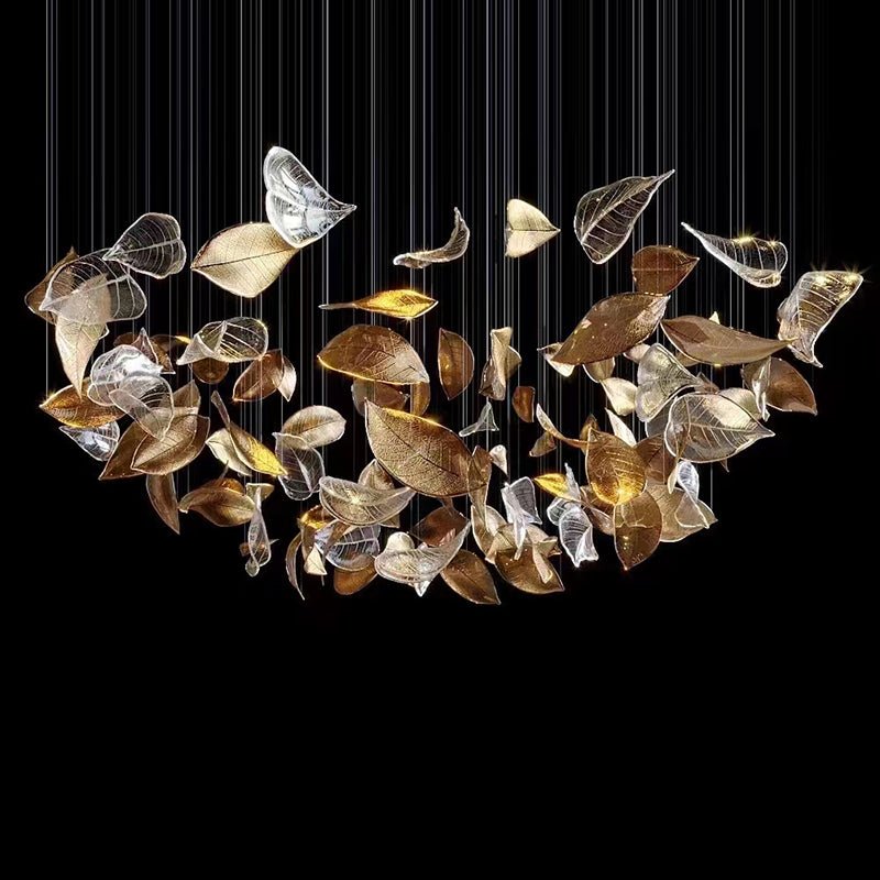 customize-shake-leaves-chandelier-anzaz-Gold & Clear-3
