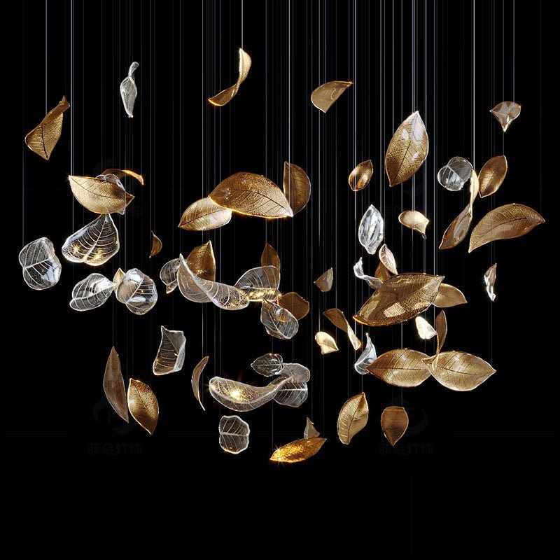 customize-shake-leaves-chandelier-anzaz-Gold & Clear-5