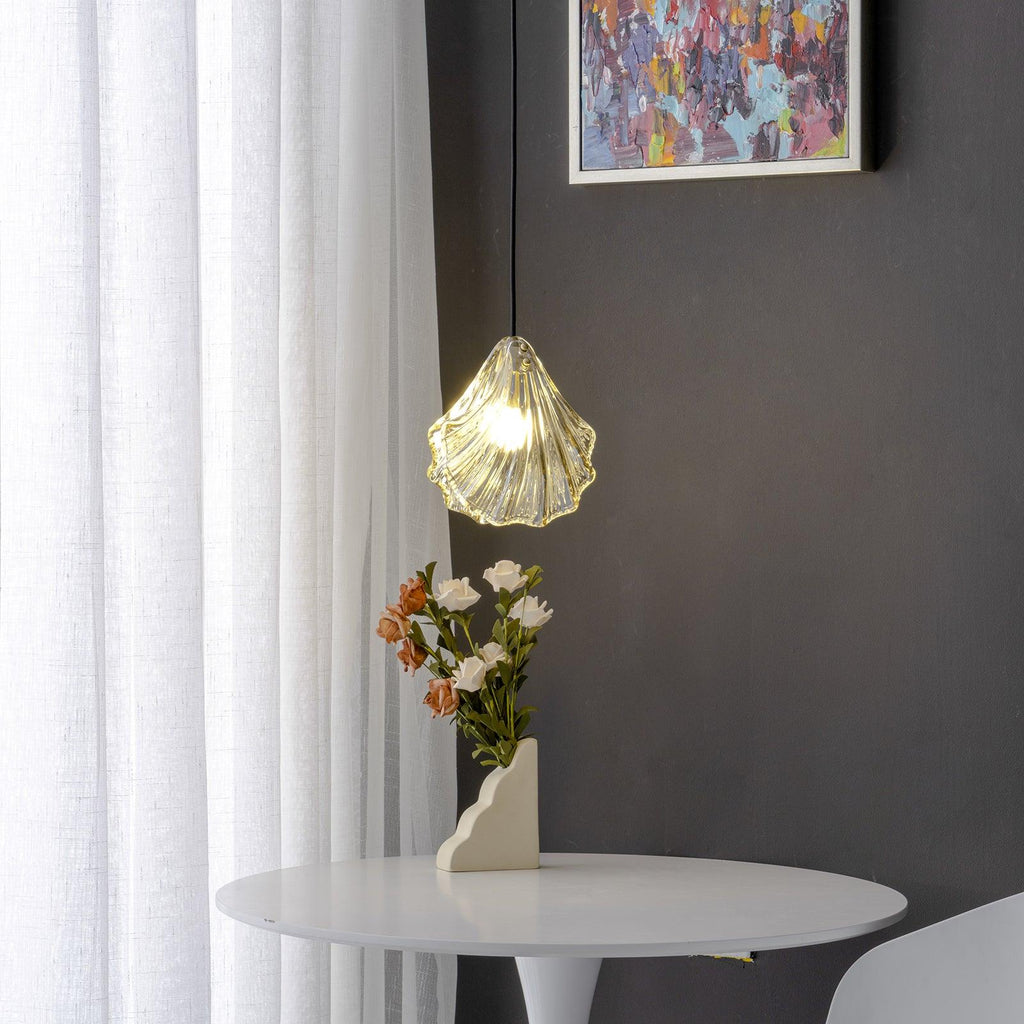 shell-mini-pendant-swag-light-anzaz-Brass + Clear-7