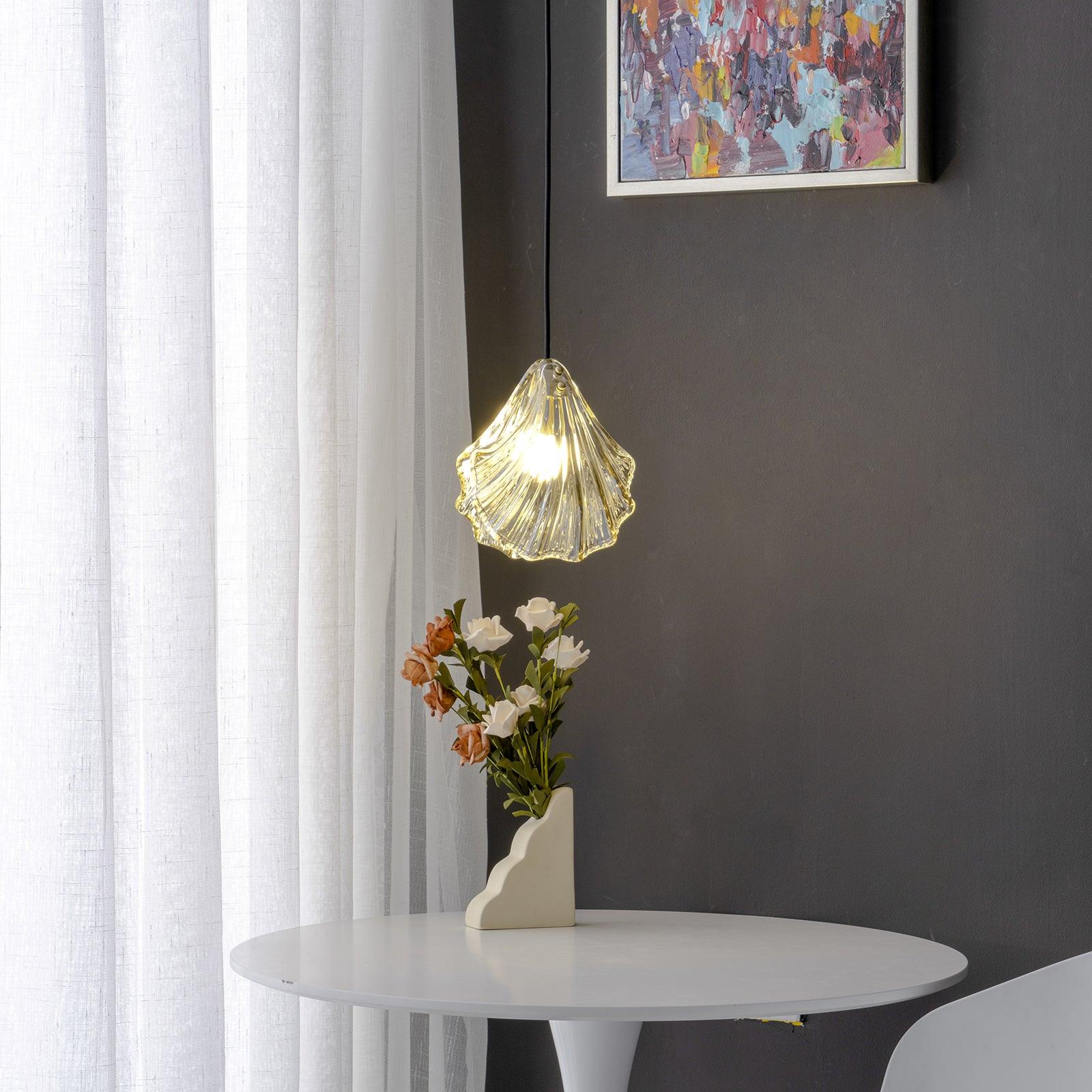 shell-mini-pendant-swag-light-anzaz-Brass + Clear-7