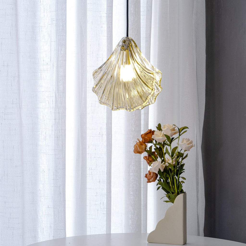 shell-mini-pendant-swag-light-anzaz-Brass + Clear-2