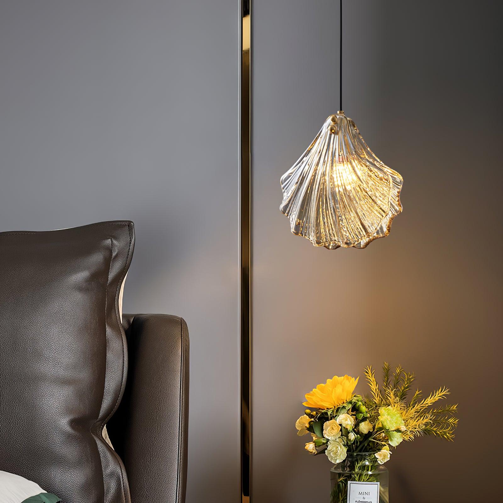 shell-mini-pendant-swag-light-anzaz-Brass + Clear-6