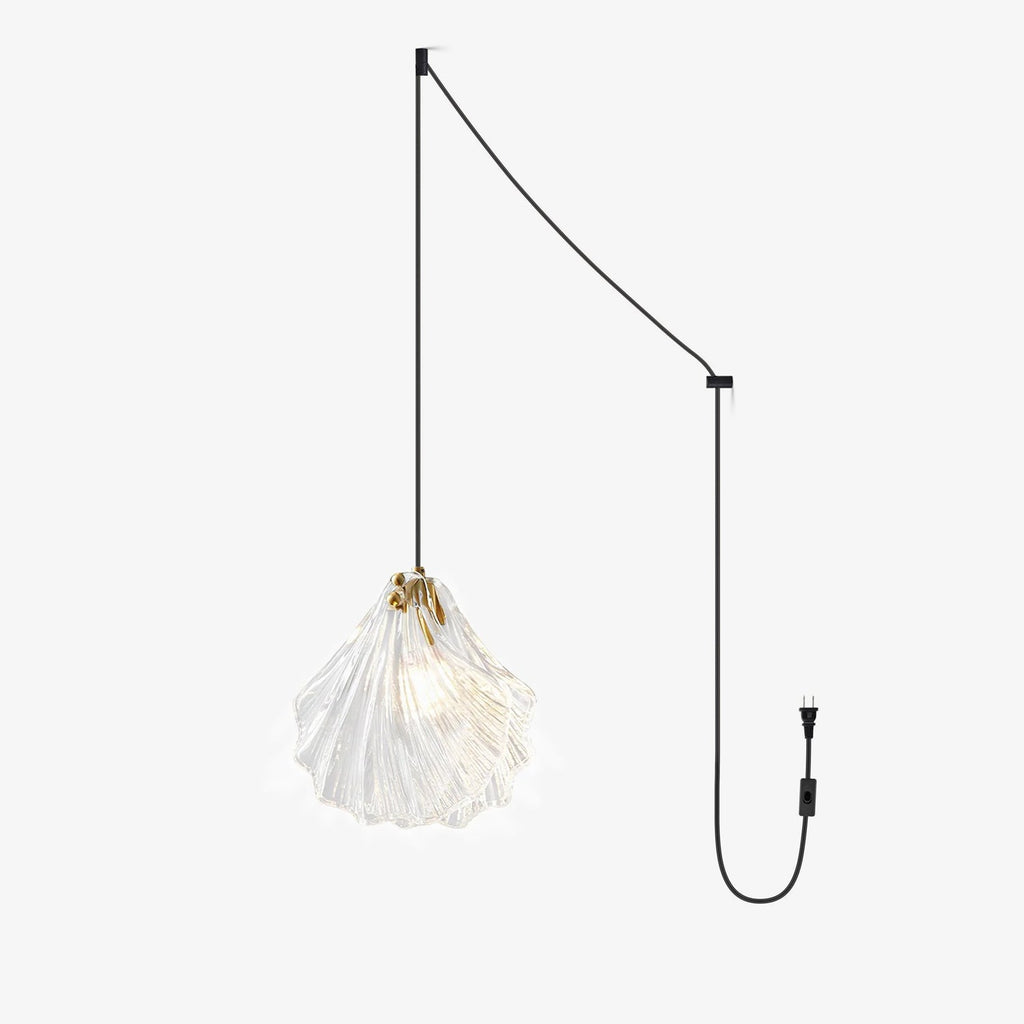 shell-mini-pendant-swag-light-anzaz-Brass + Cognac-1