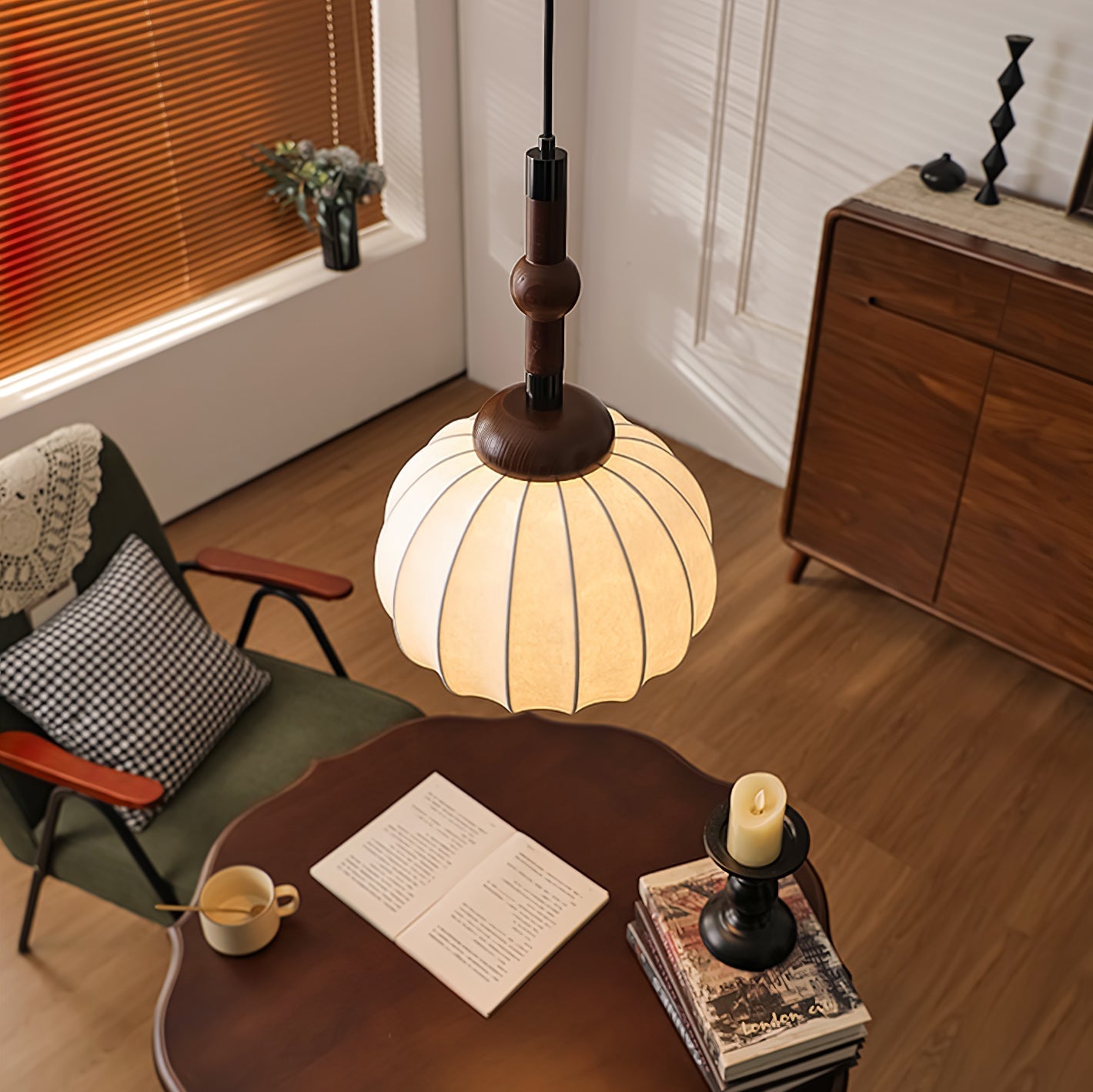 silk-globe-pendant-lamp-anzaz-Gold & Walnut Color & White-3