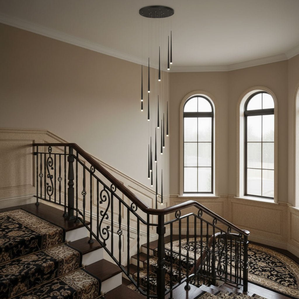 slender-cone-chandelier-anzaz-Black & Triac Warm Dimming-7