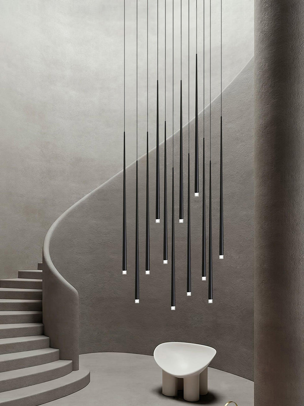 slender-cone-chandelier-anzaz-Black & Warm Light-3