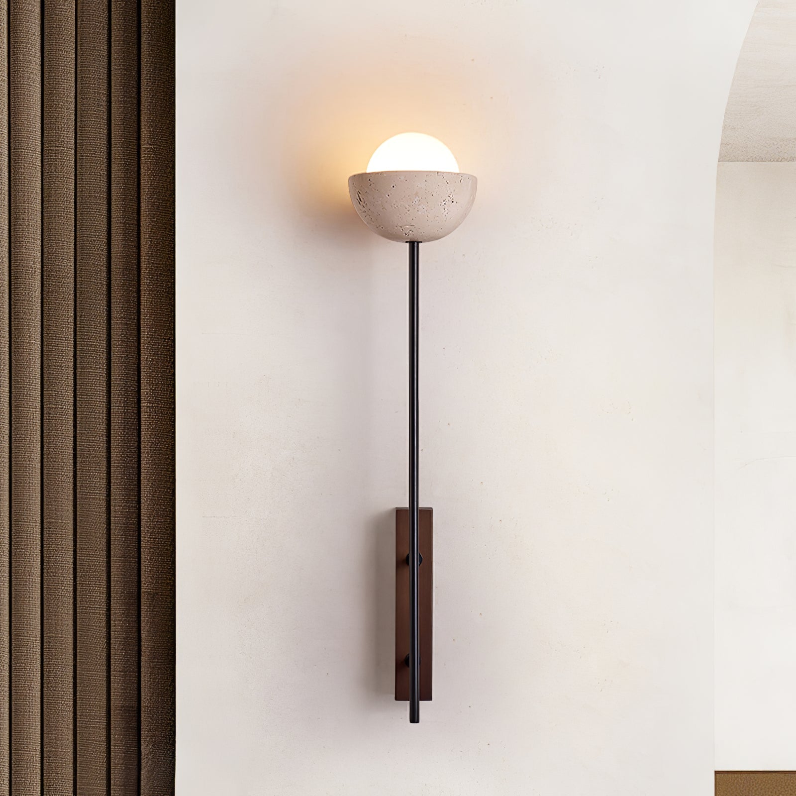 solstice-linea-wall-lamp-anzaz-Yellow Travertine & Walnut Wood-2