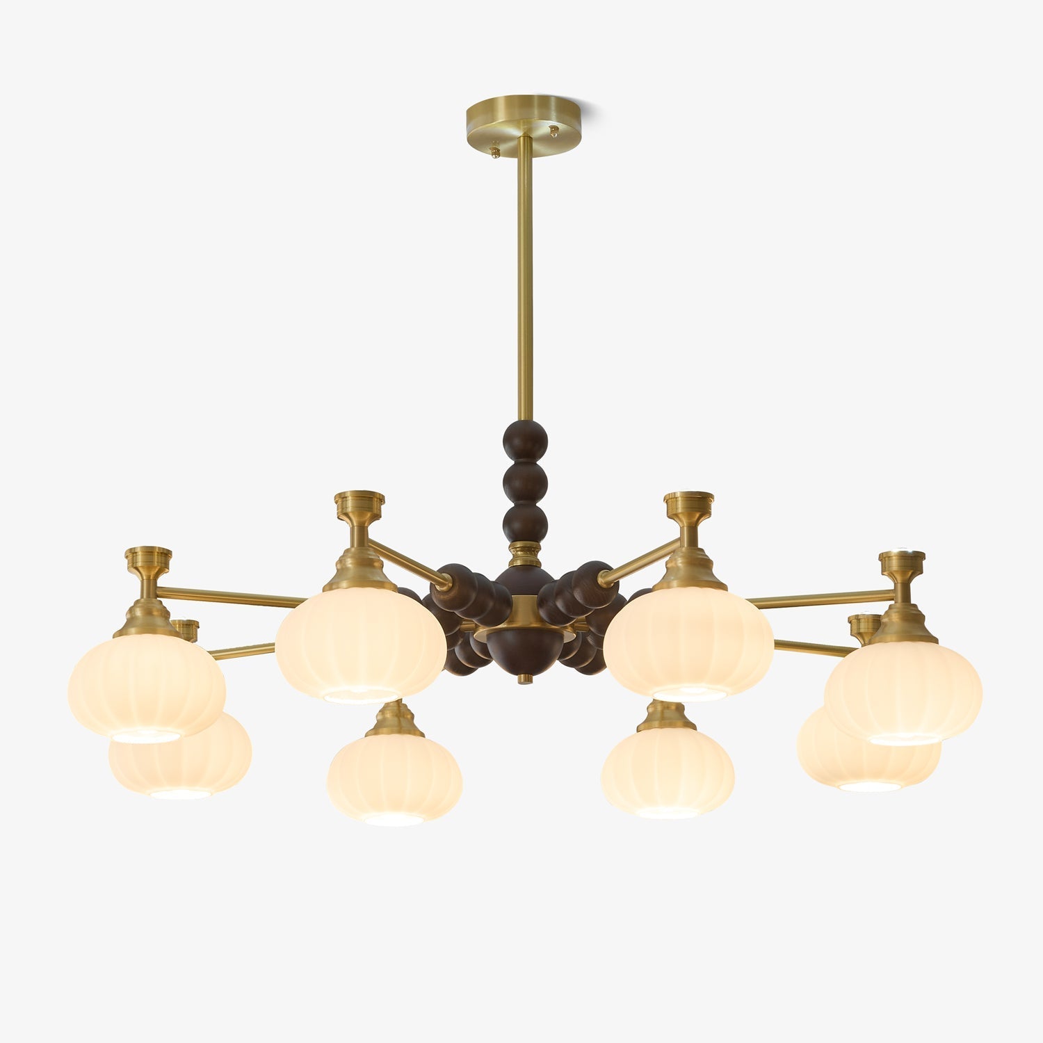 solviento-chandelier-anzaz-Walnut Color & Brass & White-1