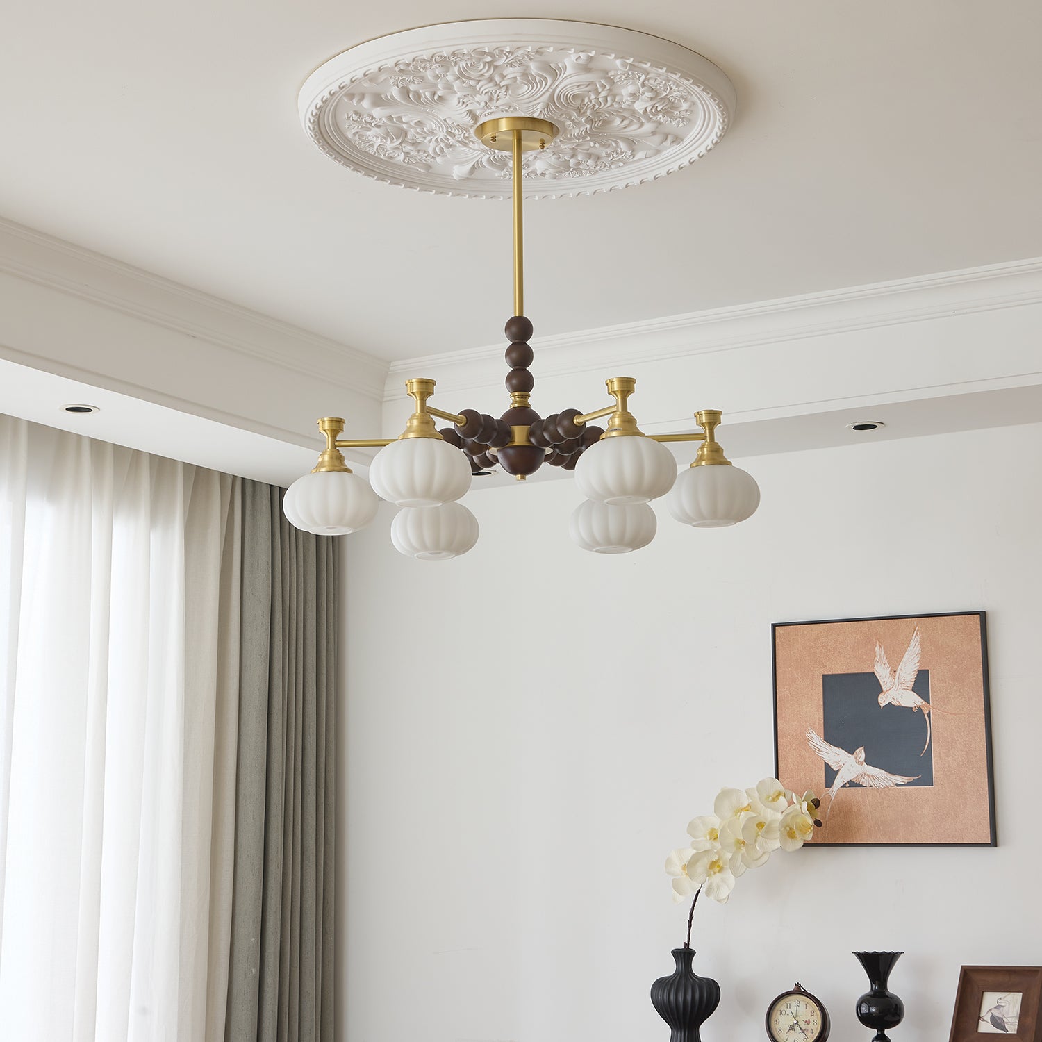 solviento-chandelier-anzaz-Walnut Color & Brass & White-3