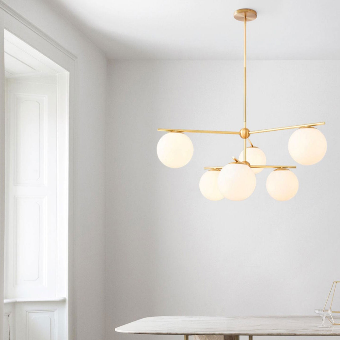 sphere-stem-chandelier-anzaz-Brass & White-3