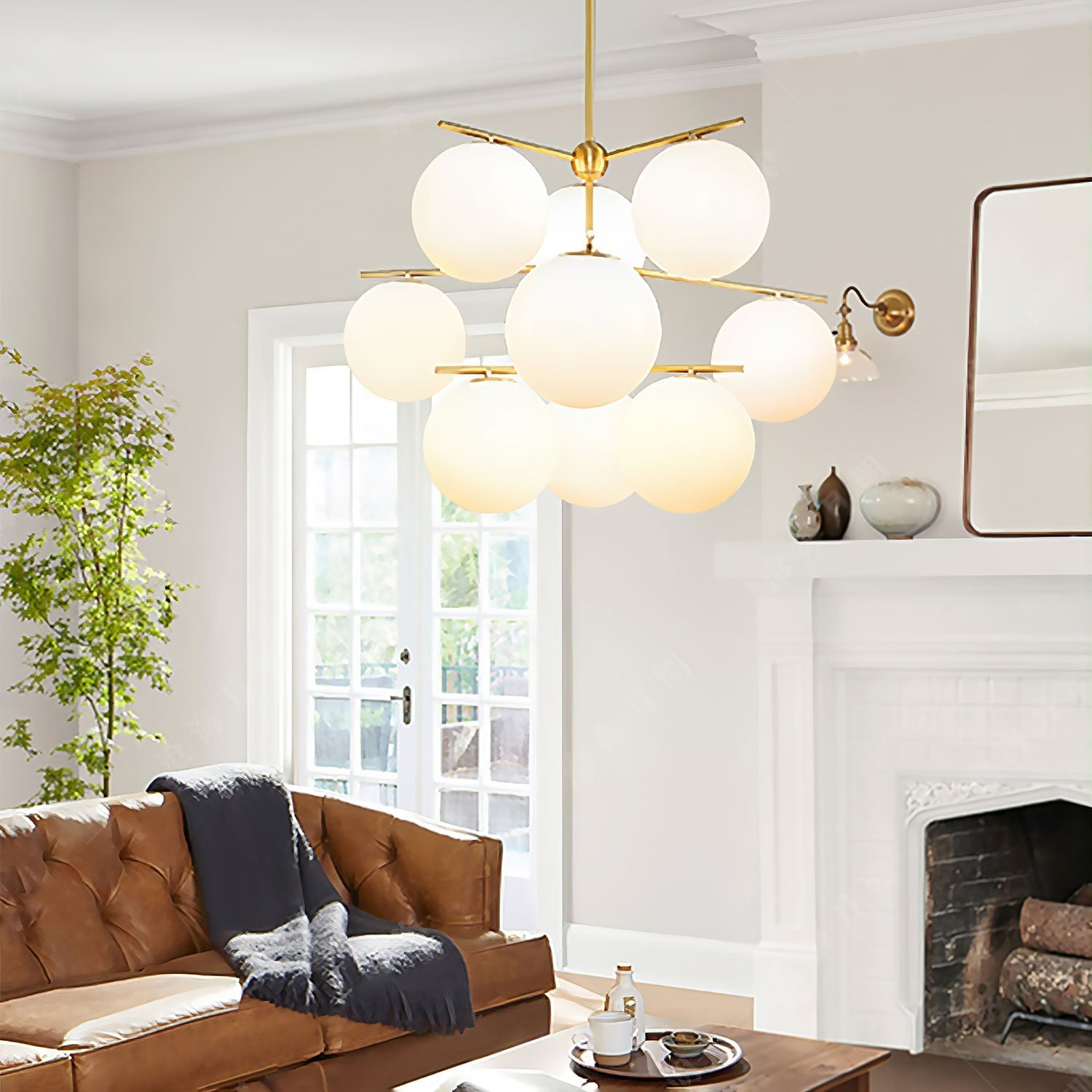 sphere-stem-chandelier-anzaz-Brass & White-2