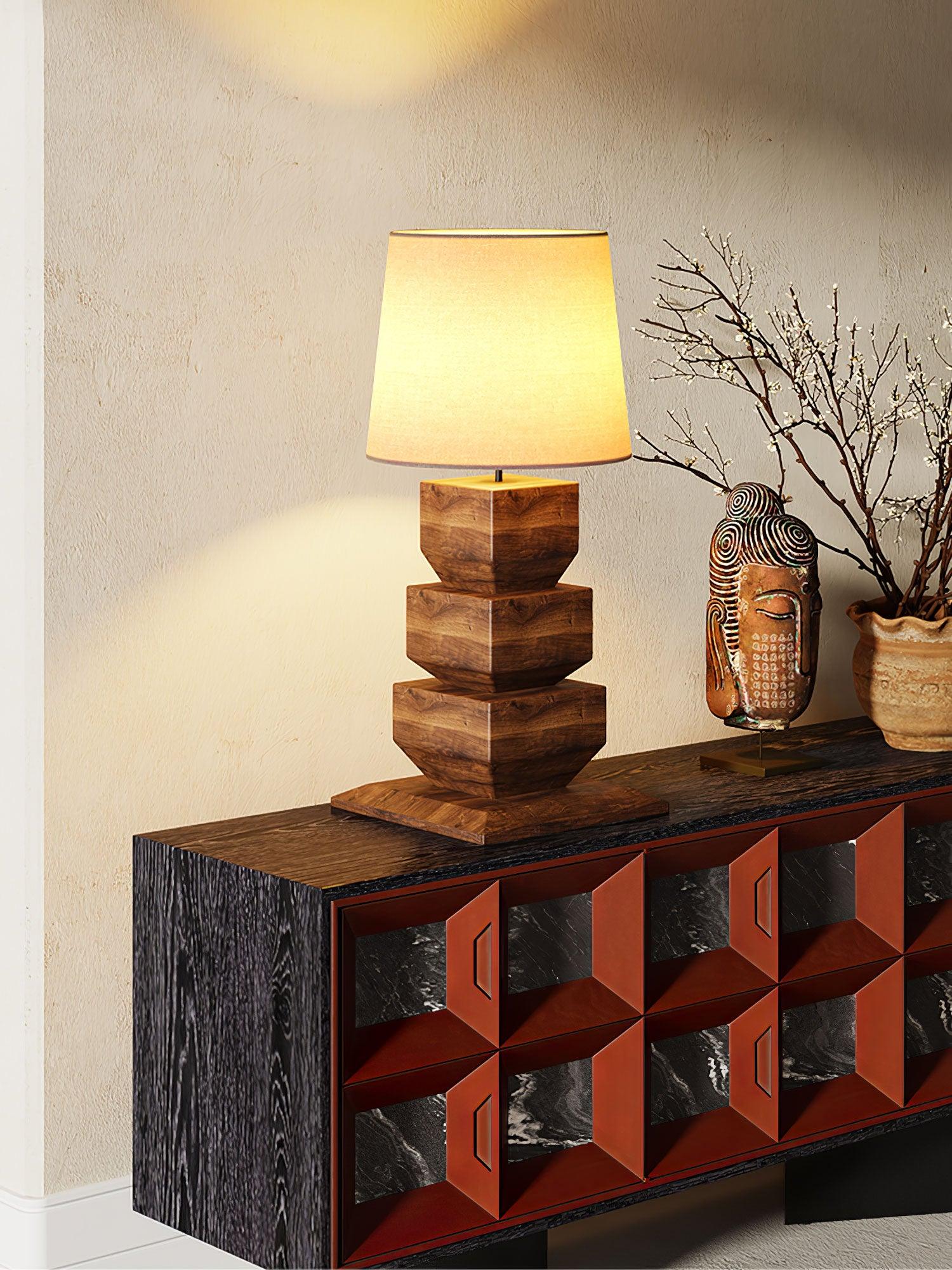 stacked-wooden-table-lamp-anzaz-Walnut Colour & Black Fabric-7