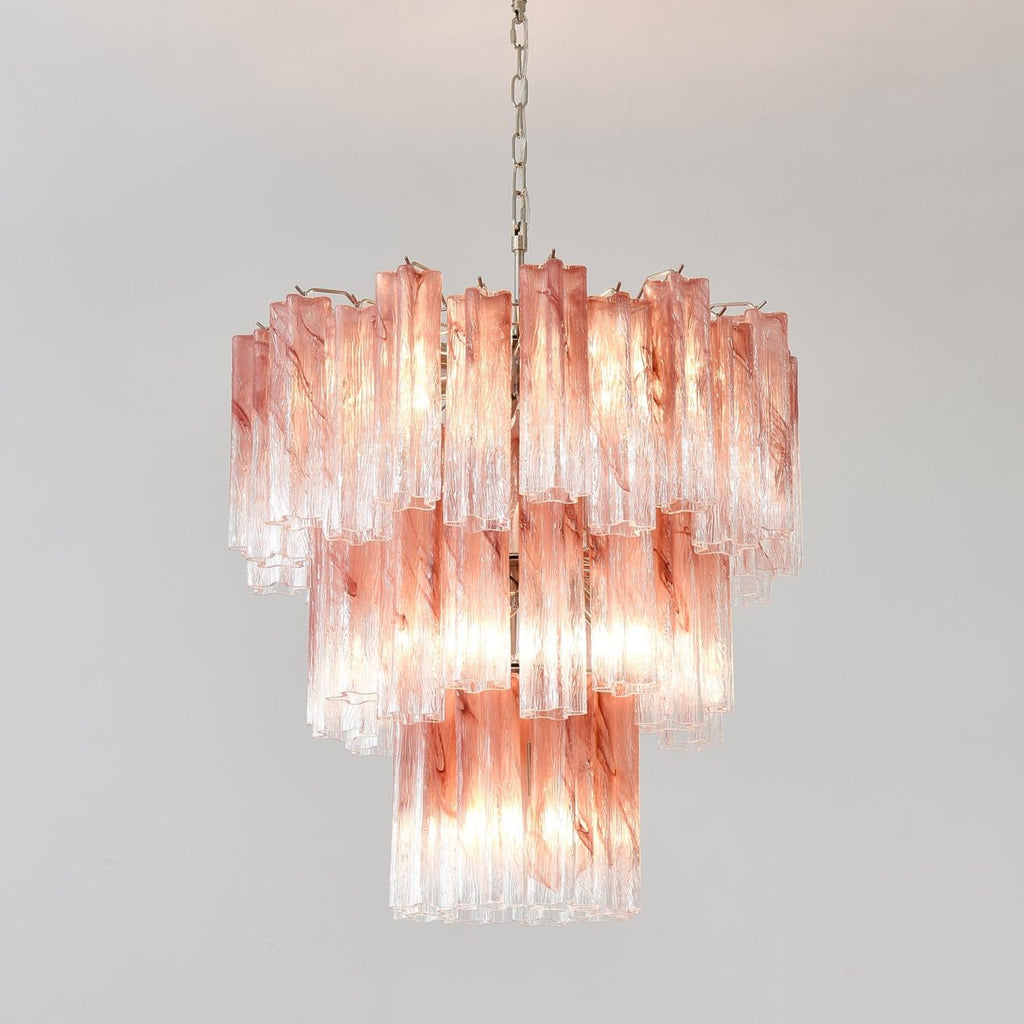 pink-glass-tubes-chandelier-anzaz-Red & Clear Cloud & Nickel-3