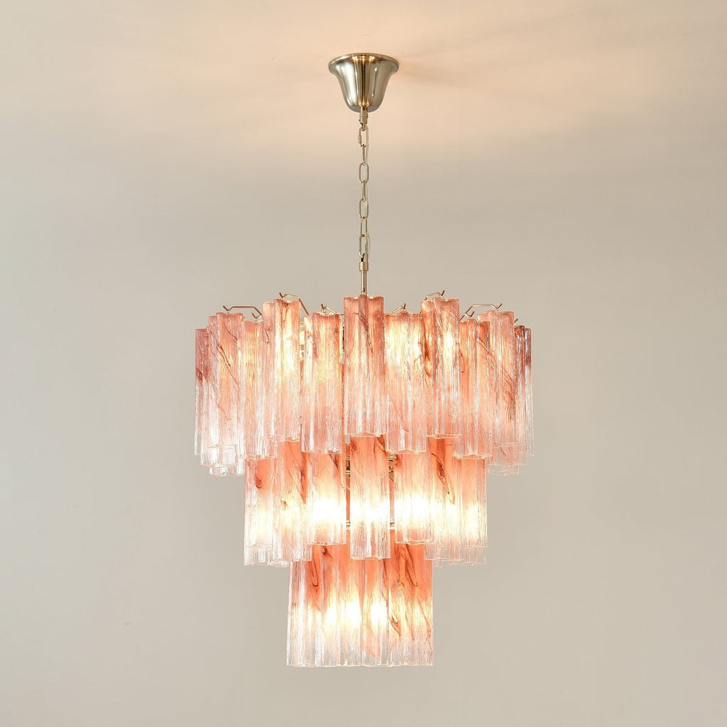 pink-glass-tubes-chandelier-anzaz-Red & Clear Cloud & Nickel-5