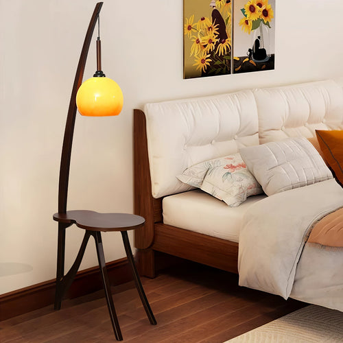 arc-wood-hanging-floor-lamp-anzaz-Caramel color & Walnut Color-2