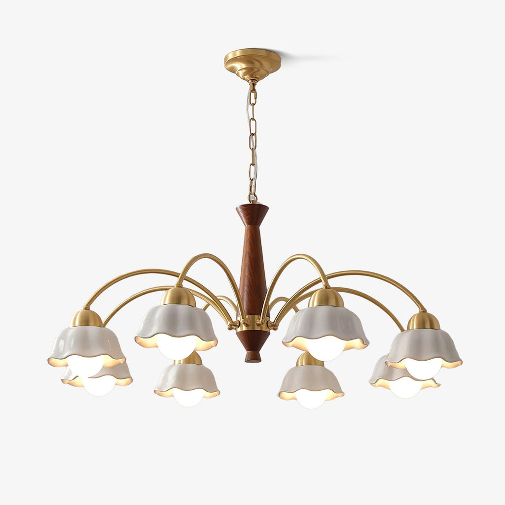 swedish-modern-brass-chandelier-anzaz-Gold ＆ Walnut wood-1