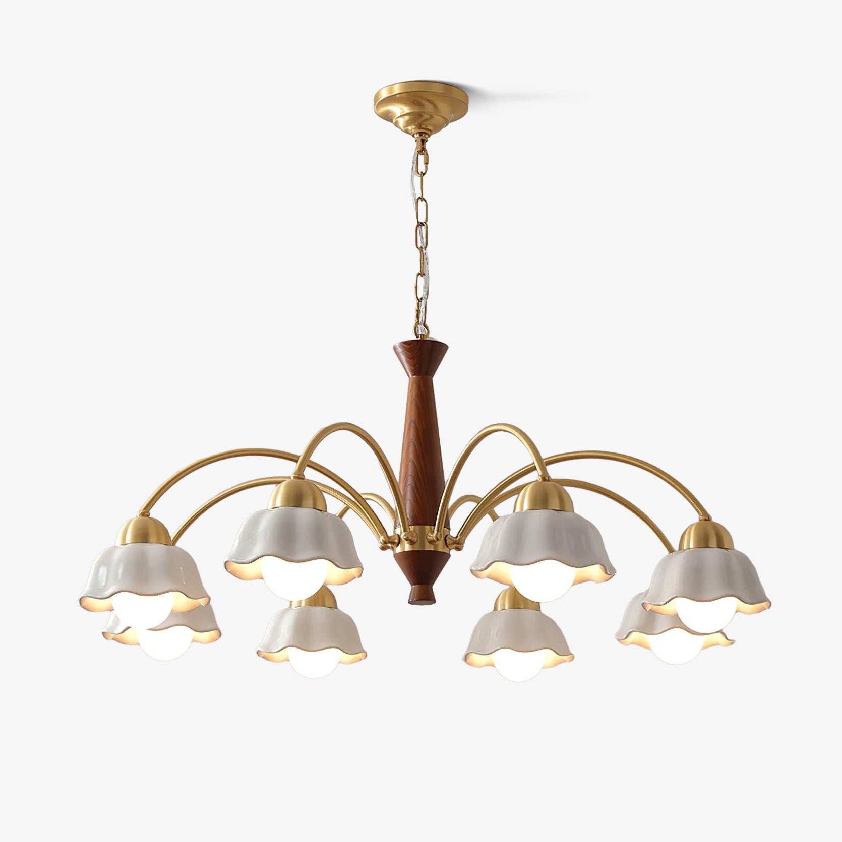swedish-modern-brass-chandelier-anzaz-Gold ＆ Walnut wood-1