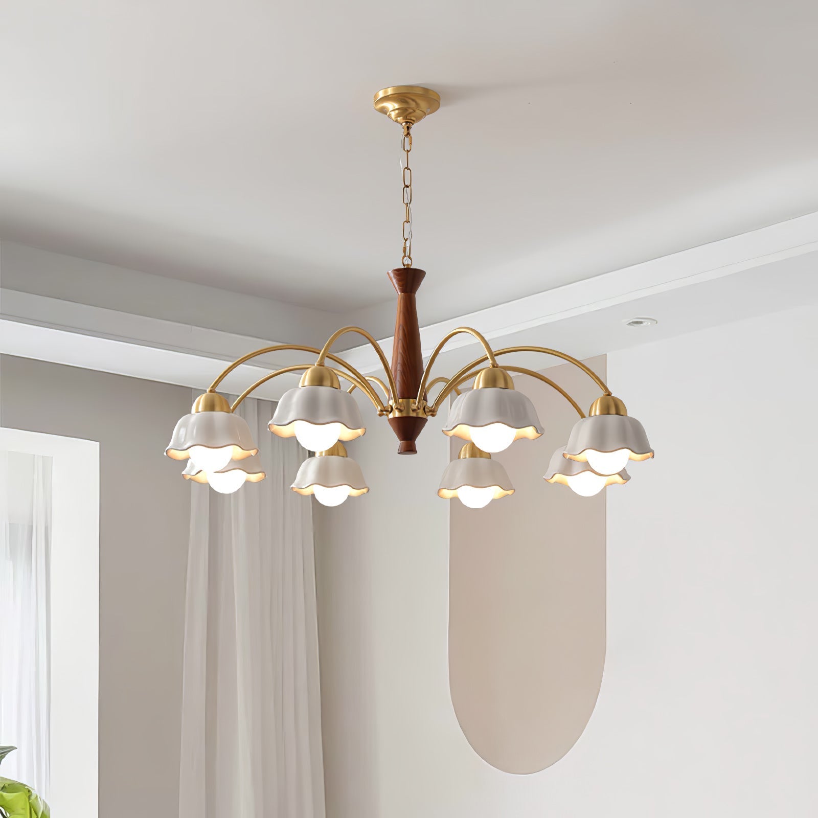 swedish-modern-brass-chandelier-anzaz-Gold ＆ Walnut wood-2