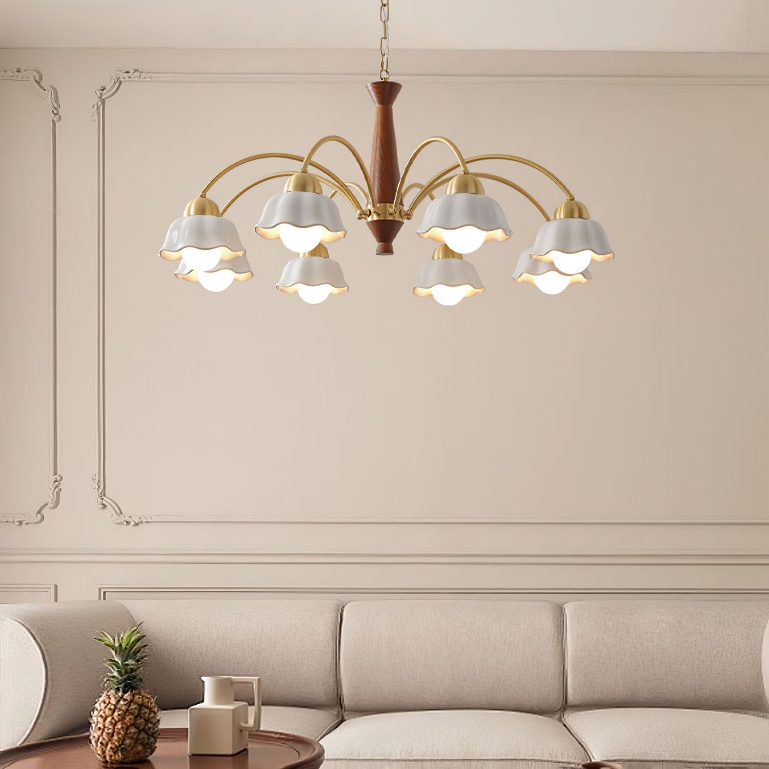 swedish-modern-brass-chandelier-anzaz-Gold ＆ Walnut wood-3