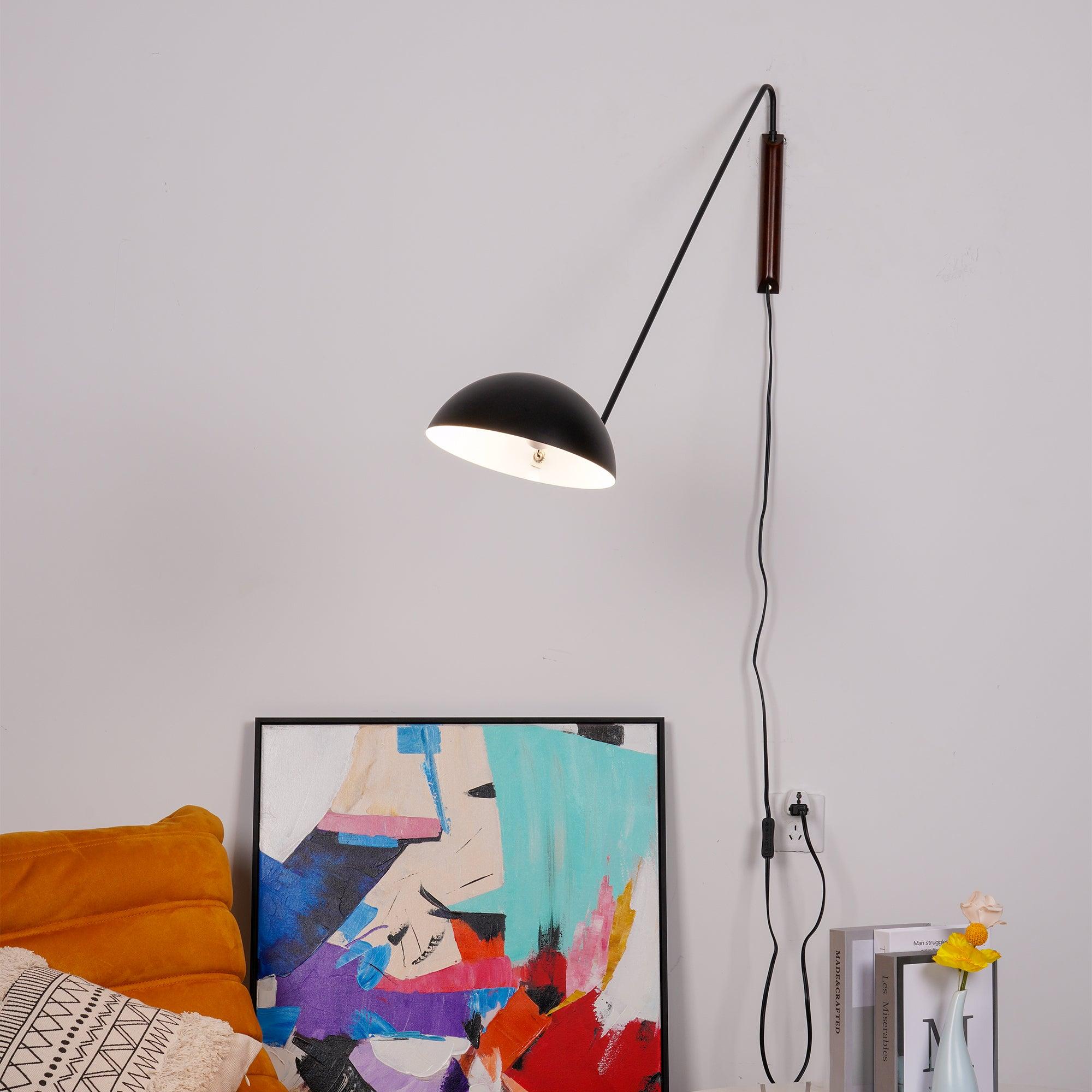 swing-dome-wall-light-anzaz-Black & Walnut color-3
