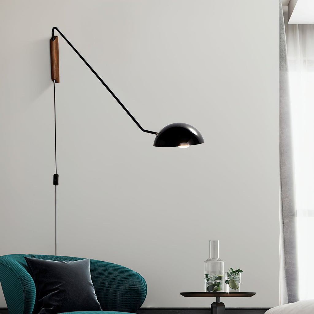 swing-dome-wall-light-anzaz-Black & Walnut color-2