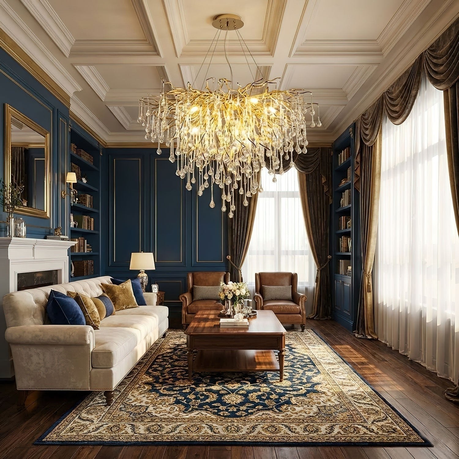 teardrop-crystal-chandelier-anzaz-Gold & Clear crystal-7