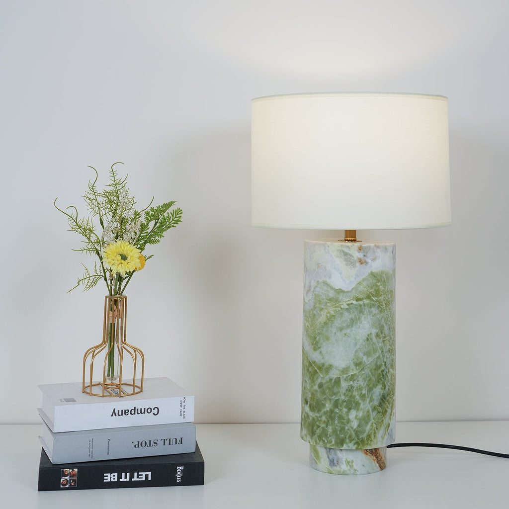 terra-table-lamp-anzaz-Green Marble+White Lampshade-4
