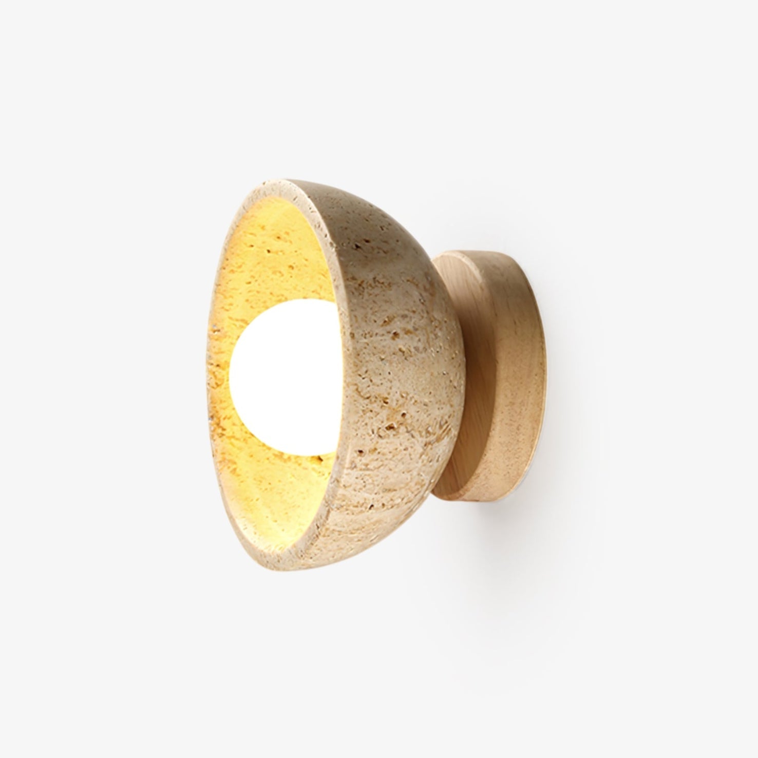 terra-bowl-wall-lamp-anzaz-Walnut Color & Yellow Travertine-1