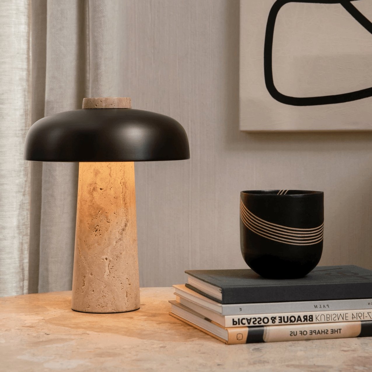 terra-dome-table-lamp-anzaz-Yellow Travertine & Black-3