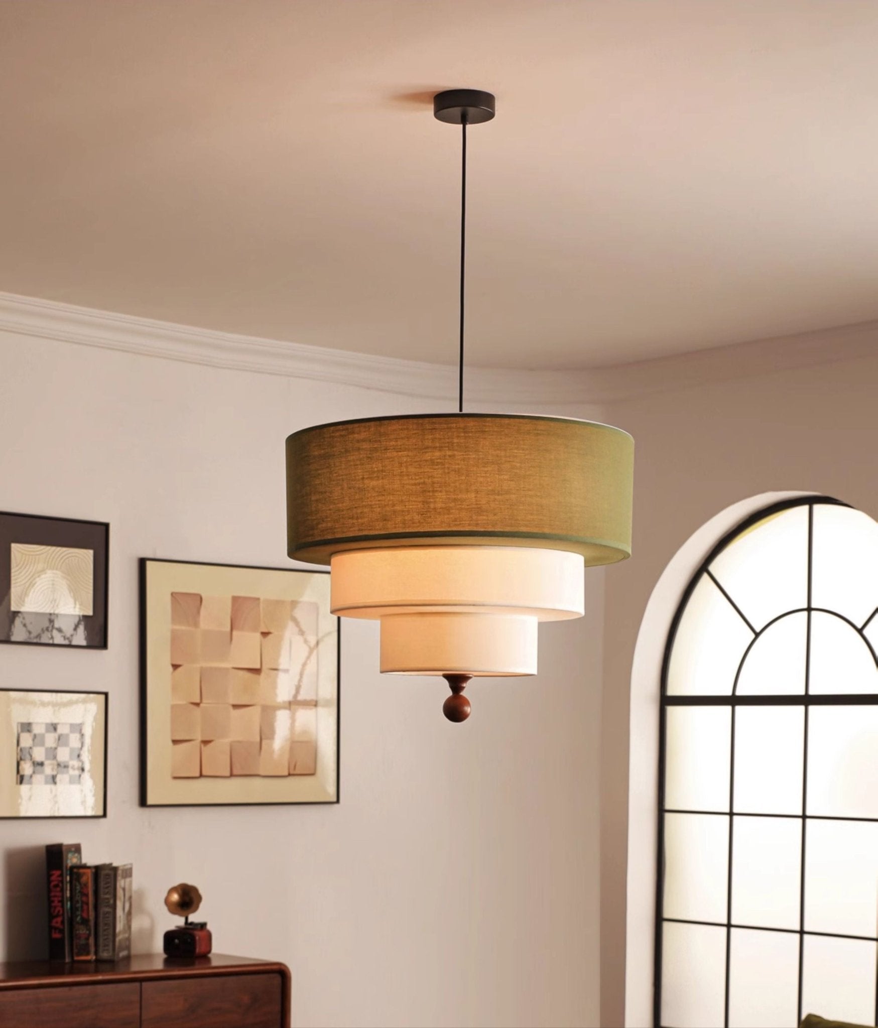 tiered-fabric-pendant-light-anzaz-White & Green-2