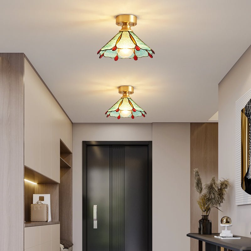tiffany-floral-ceiling-lamp-anzaz-Gold & Opaque Glass-2