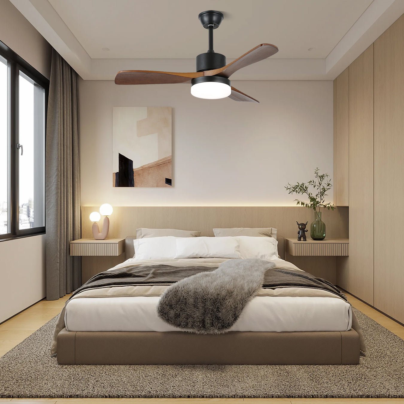 morty-adams-wooden-ceiling-fan-light-anzaz-Model B Walnut Wood Grain & Black (Wooden blades)-3