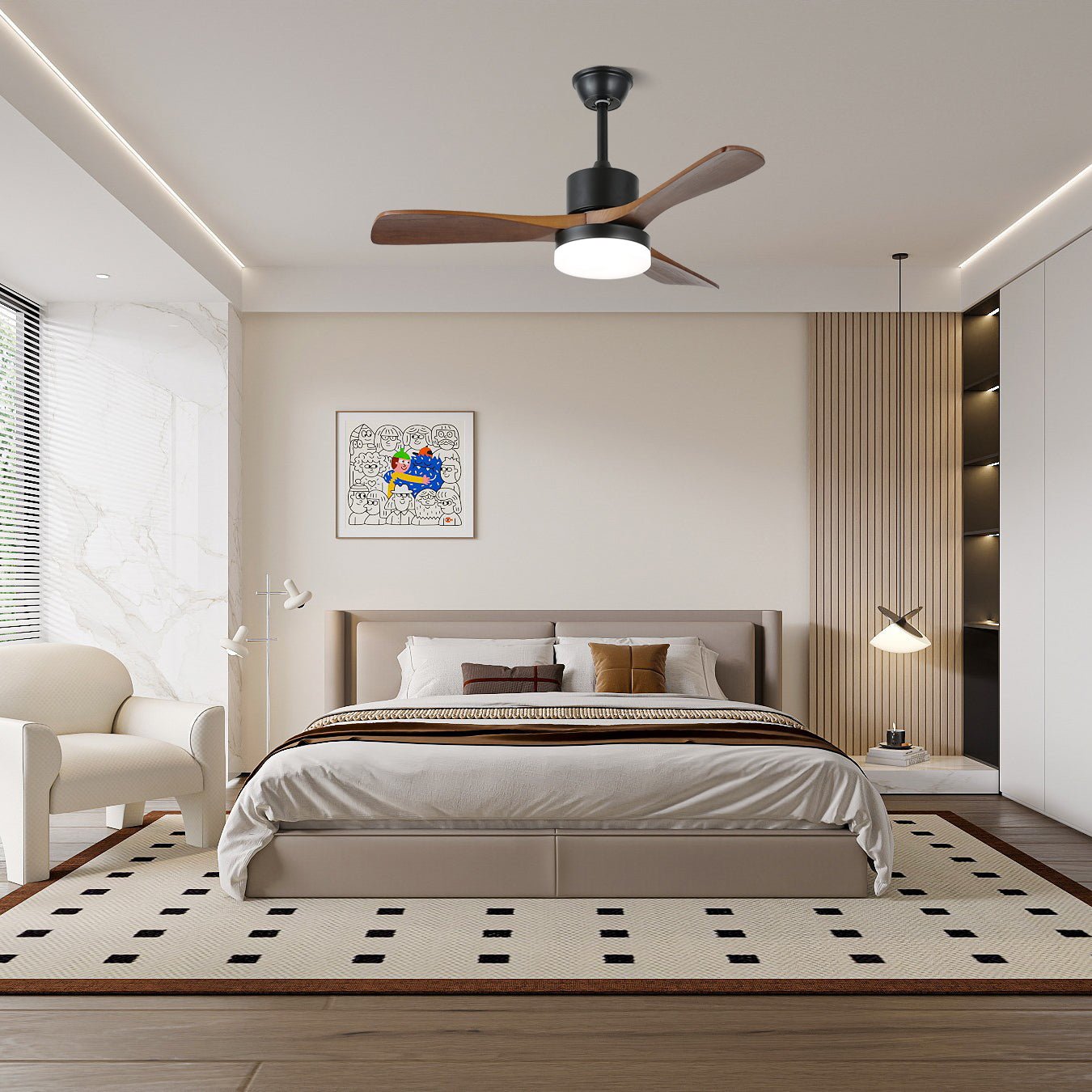 morty-adams-wooden-ceiling-fan-light-anzaz-Model B Walnut Wood Grain & Black (Wooden blades)-4