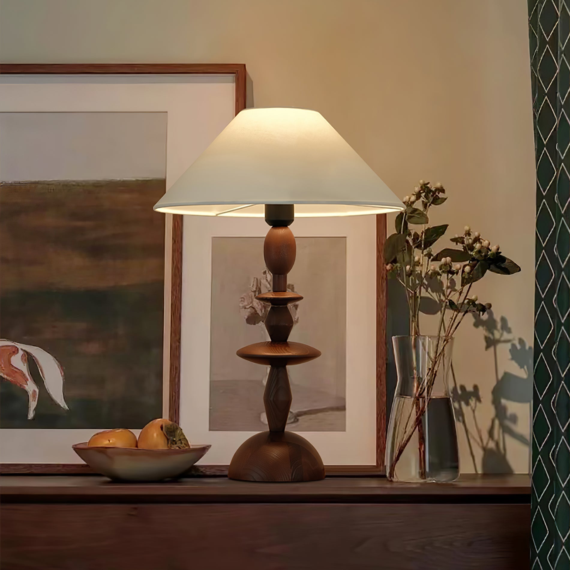 tournage-wood-table-lamp-anzaz-White Linen & Black-3